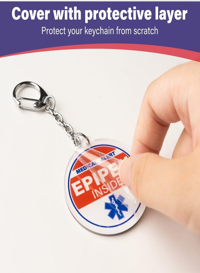 EliteSign EpiPen Keychain & Pin Set - 2-Sided Medical Alert Tags, 2 Keychains & 2 Lapel Pins, 1.4" Bright Color - Image 2